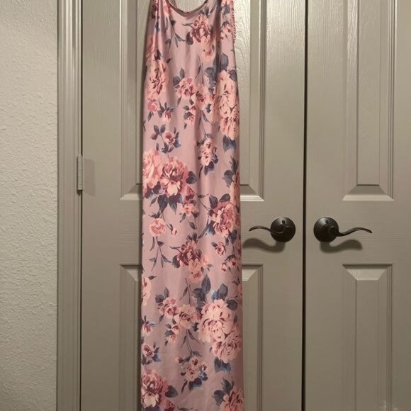 Intimately Free People Satin Slip Dress –Size Small | Pink Floral Open Back Maxi - Picture 2 of 6